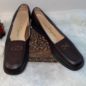 Ferragamo Seila brown leather loafers
